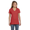 Hanes Women's Vintage Red 4.5 oz. 100% Ringspun Cotton nano-T V-Neck T-Shirt