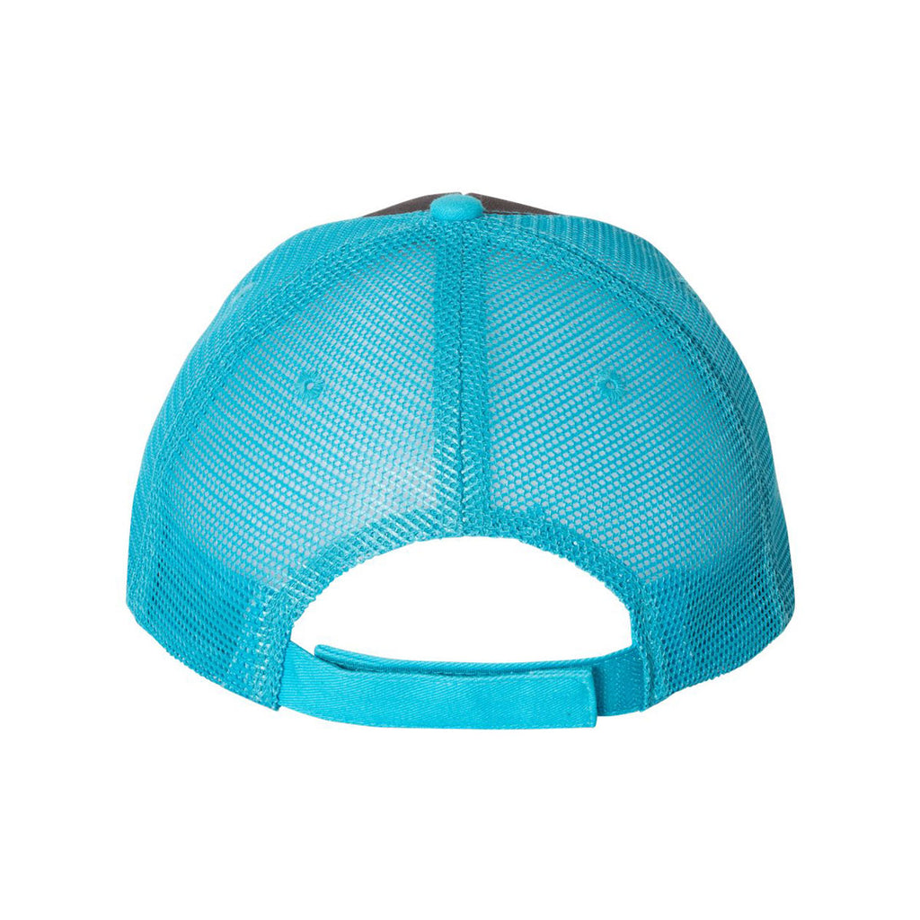 Valucap Charcoal/Neon Blue Sandwich Trucker Cap