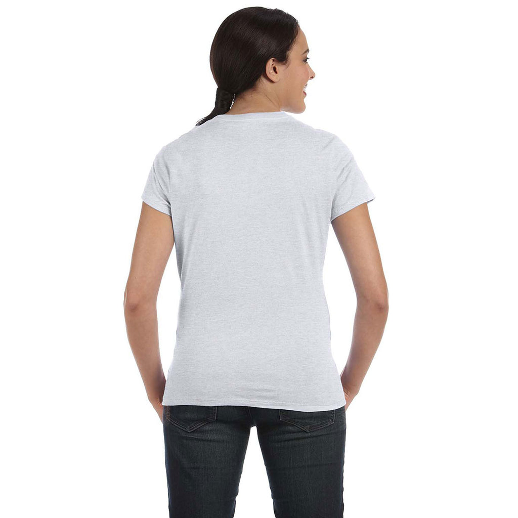 Hanes Women's Ash 4.5 oz. 100% Ringspun Cotton nano-T T-Shirt