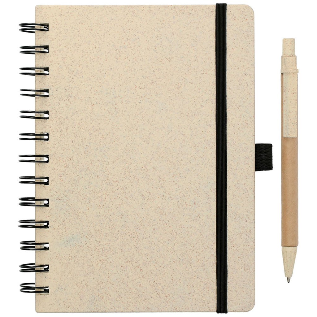 Bullet Beige 5" x 7" Wheat Straw Notebook With Pen