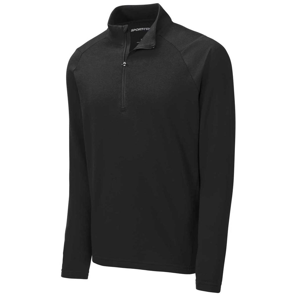 Sport-Tek Men's Black Lightweight French Terry Quarter Zip Pullover