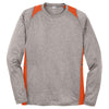 Sport-Tek Men's Vintage Heather/ Deep Orange Long Sleeve Heather Colorblock Contender Tee