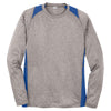 Sport-Tek Men's Vintage Heather/ True Royal Long Sleeve Heather Colorblock Contender Tee