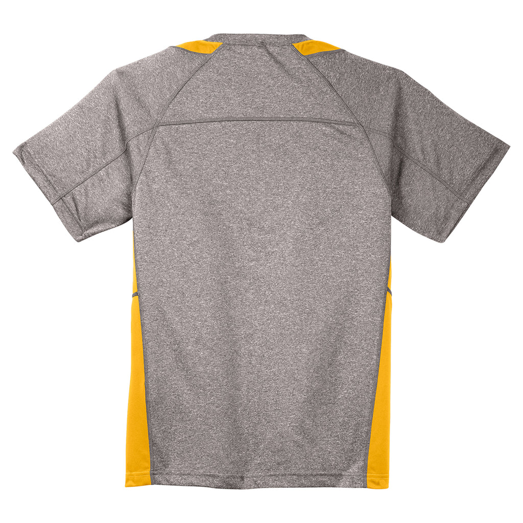 Sport-Tek Men's Vintage Heather/Gold Heather Colorblock Contender Tee