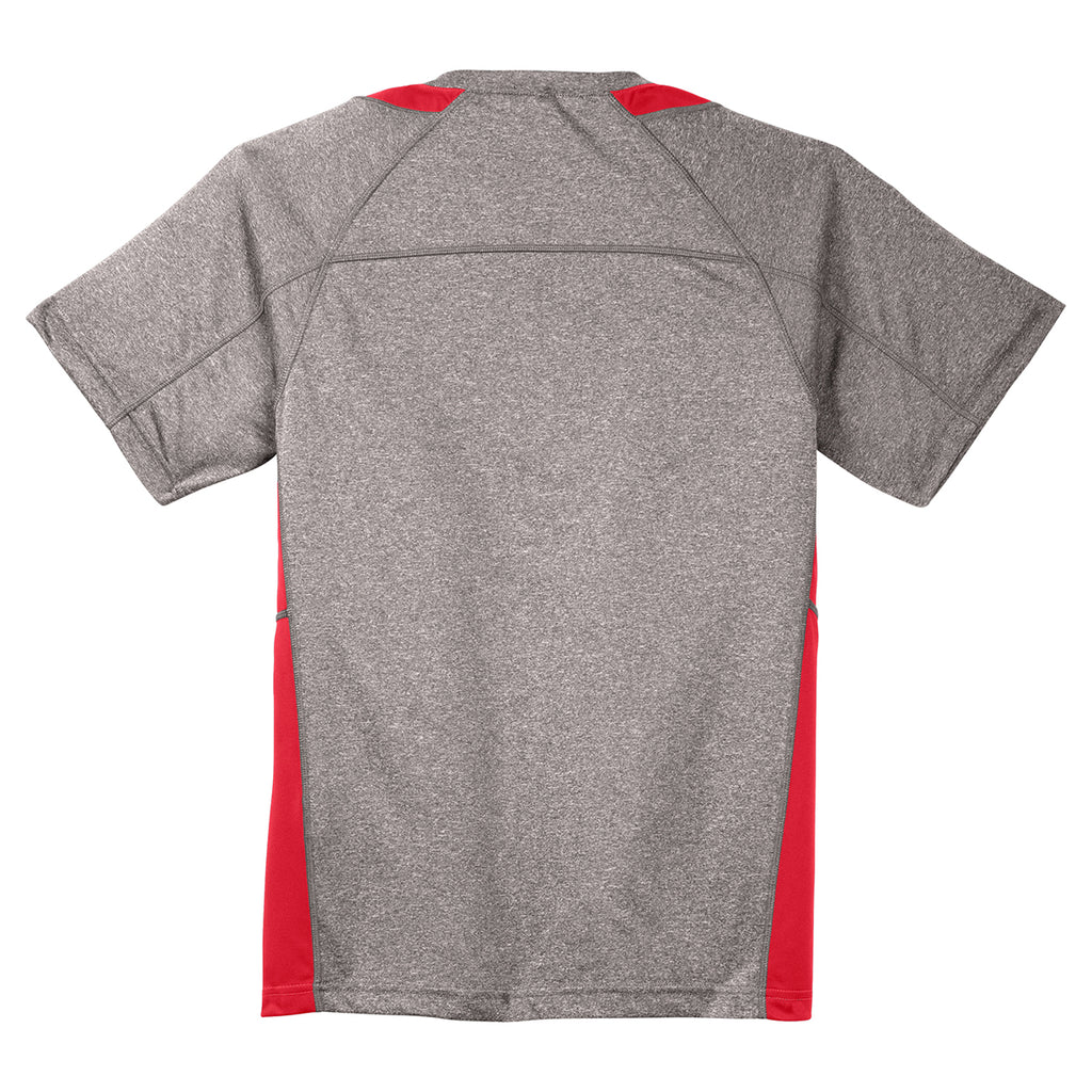 Sport-Tek Men's Vintage Heather/True Red Heather Colorblock Contender Tee