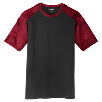 Sport-Tek Men's Black/Deep Red CamoHex Colorblock Tee