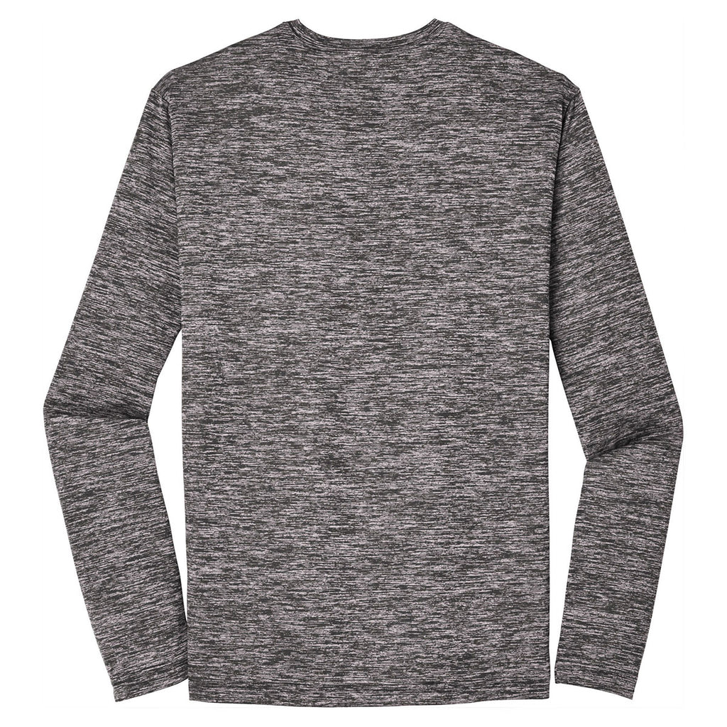 Sport-Tek Men's Grey-Black Electric PosiCharge Long Sleeve Electric Heather Tee