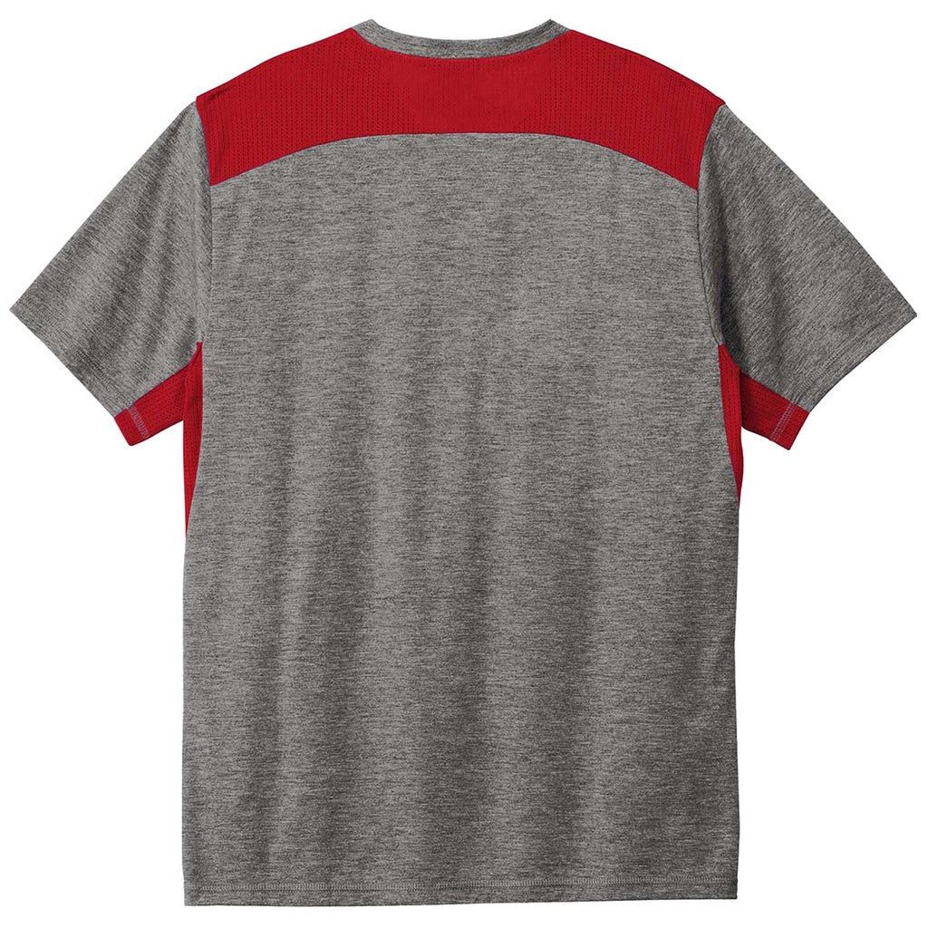 Sport-Tek Men's True Red/Dark Grey Heather PosiCharge Tri-Blend Wicking Draft Tee