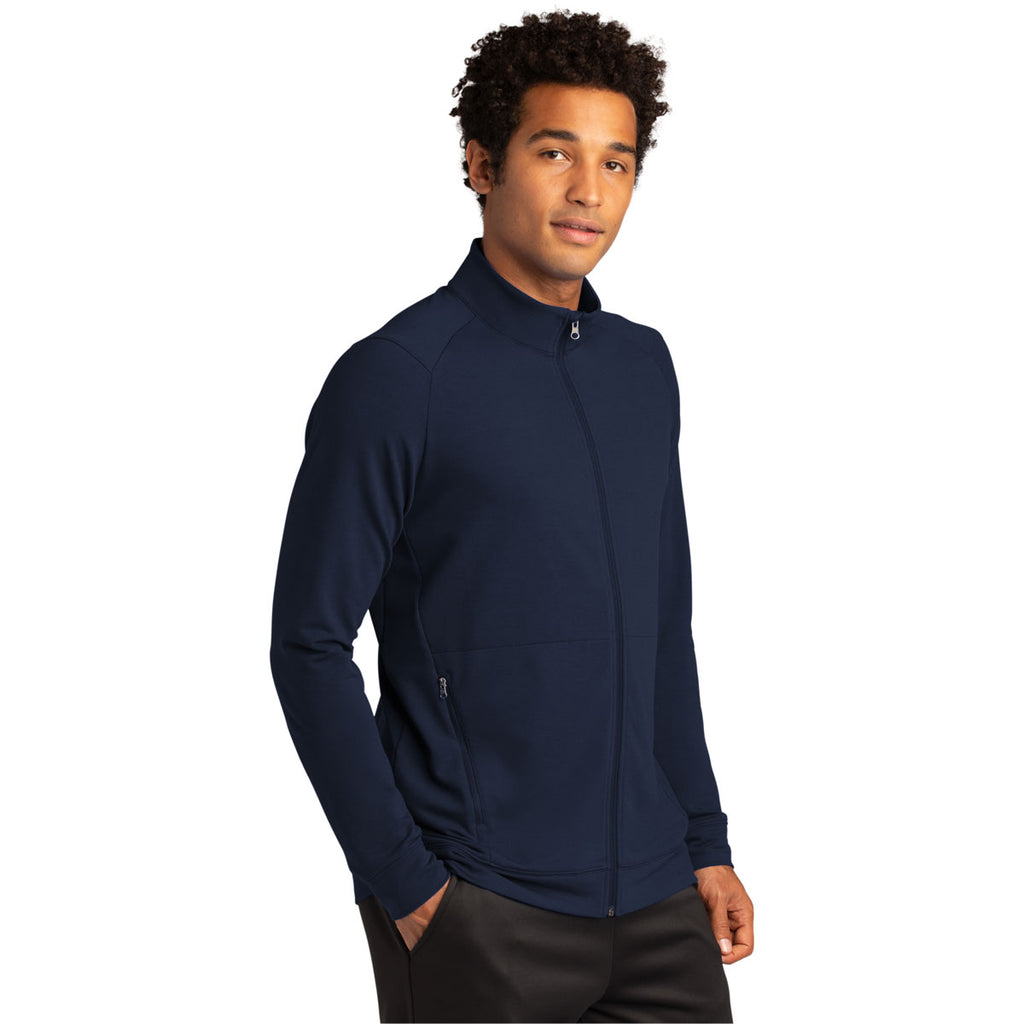 Sport-Tek Men's True Navy Sport-Wick Flex Fleece Full-Zip