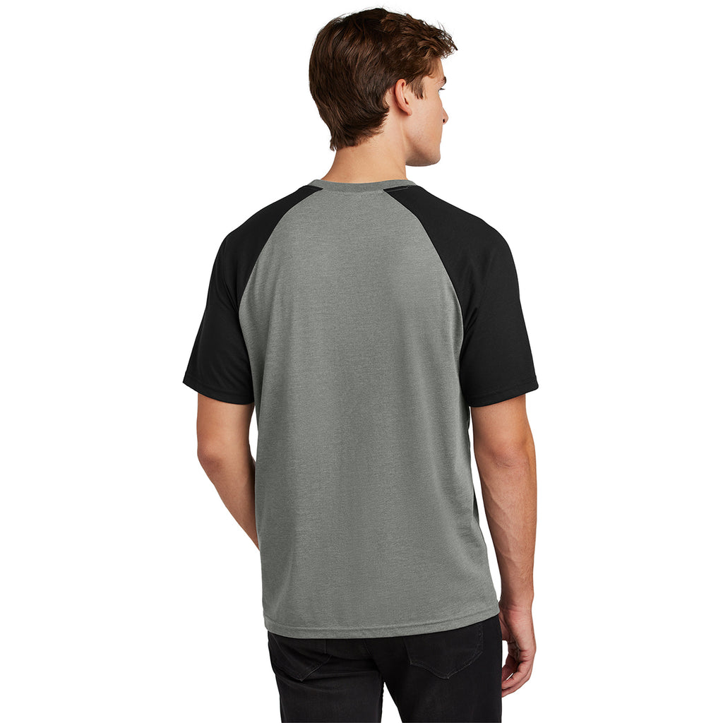 Sport-Tek Men's Black/ Vintage Heather Halftime Raglan Tee