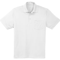 Sport-Tek Men's White Micropique Sport-Wick Pocket Polo