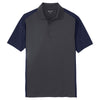 Sport-Tek Men's Iron Grey/True Navy Colorblock Micropique Sport-Wick Polo