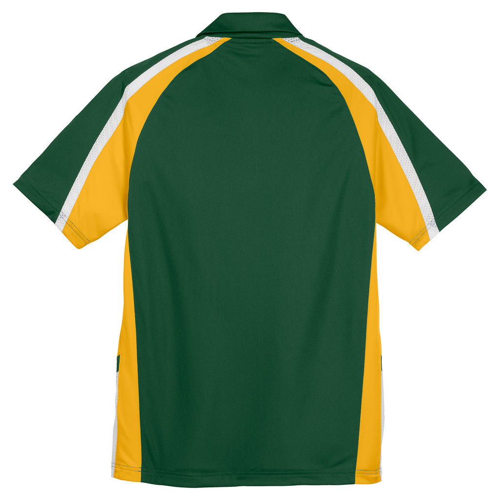 Sport-Tek Men's Forest Green/Gold/White Tricolor Micropique Sport-Wick Polo