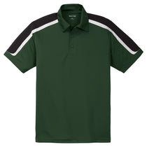 Sport-Tek Men's Forest Green/Black/White Tricolor Shoulder Micropique Sport-Wick Polo