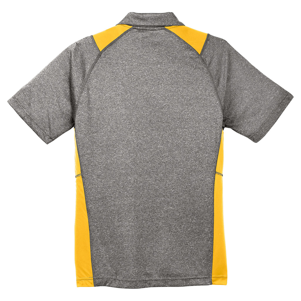 Sport-Tek Men's Vintage Heather/Gold Heather Colorblock Contender Polo