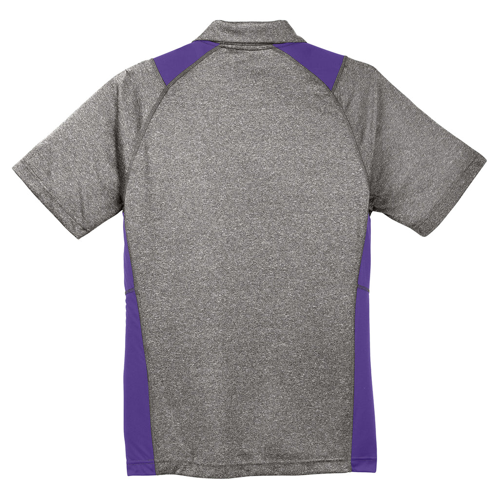 Sport-Tek Men's Vintage Heather/Purple Heather Colorblock Contender Polo