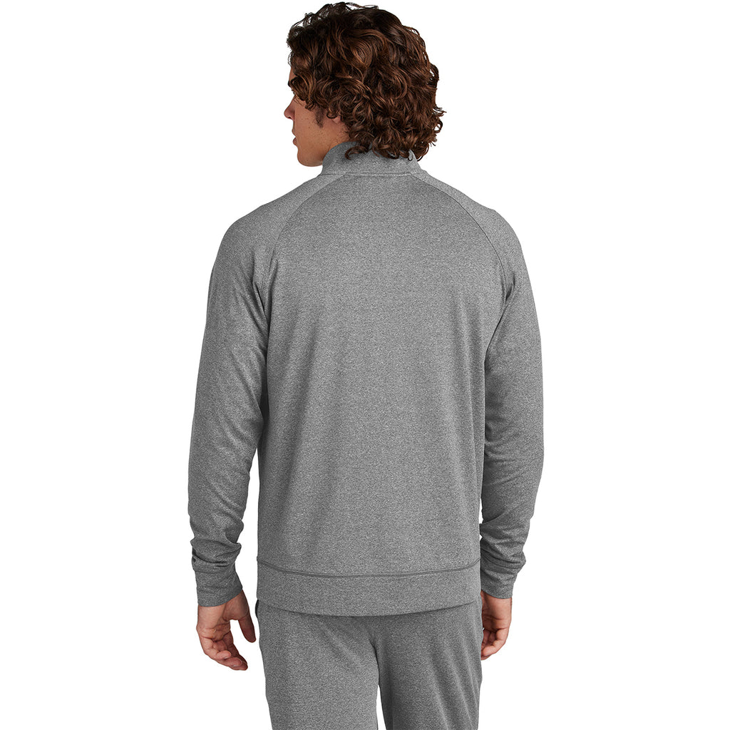 Sport-Tek Men's Charcoal Grey Heather Sport-Wick Stretch Full-Zip Cadet Jacket