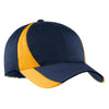 Sport-Tek True Navy/Gold Dry Zone Nylon Colorblock Cap