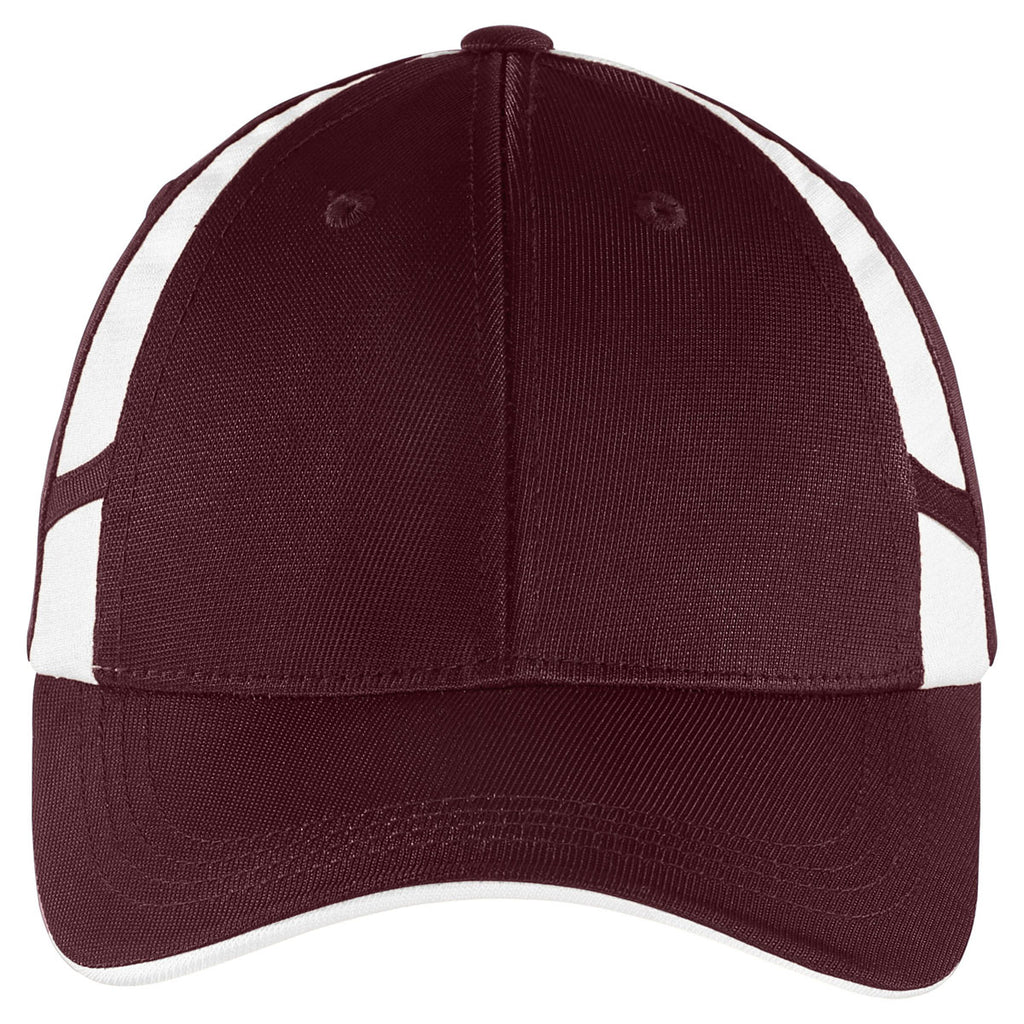 Sport-Tek Maroon/White Dry Zone Mesh Inset Cap