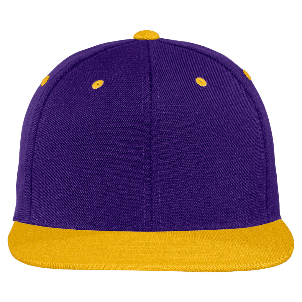 Sport-Tek Purple/Gold Flat Bill Snapback Cap