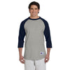 Champion Men's Grey/Navy Baseball T-Shirt