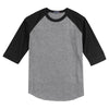 Sport-Tek Men's Heather Grey/Black Colorblock Raglan Jersey