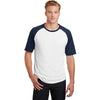 Sport-Tek Men's White/ Navy Short Sleeve Colorblock Raglan Jersey