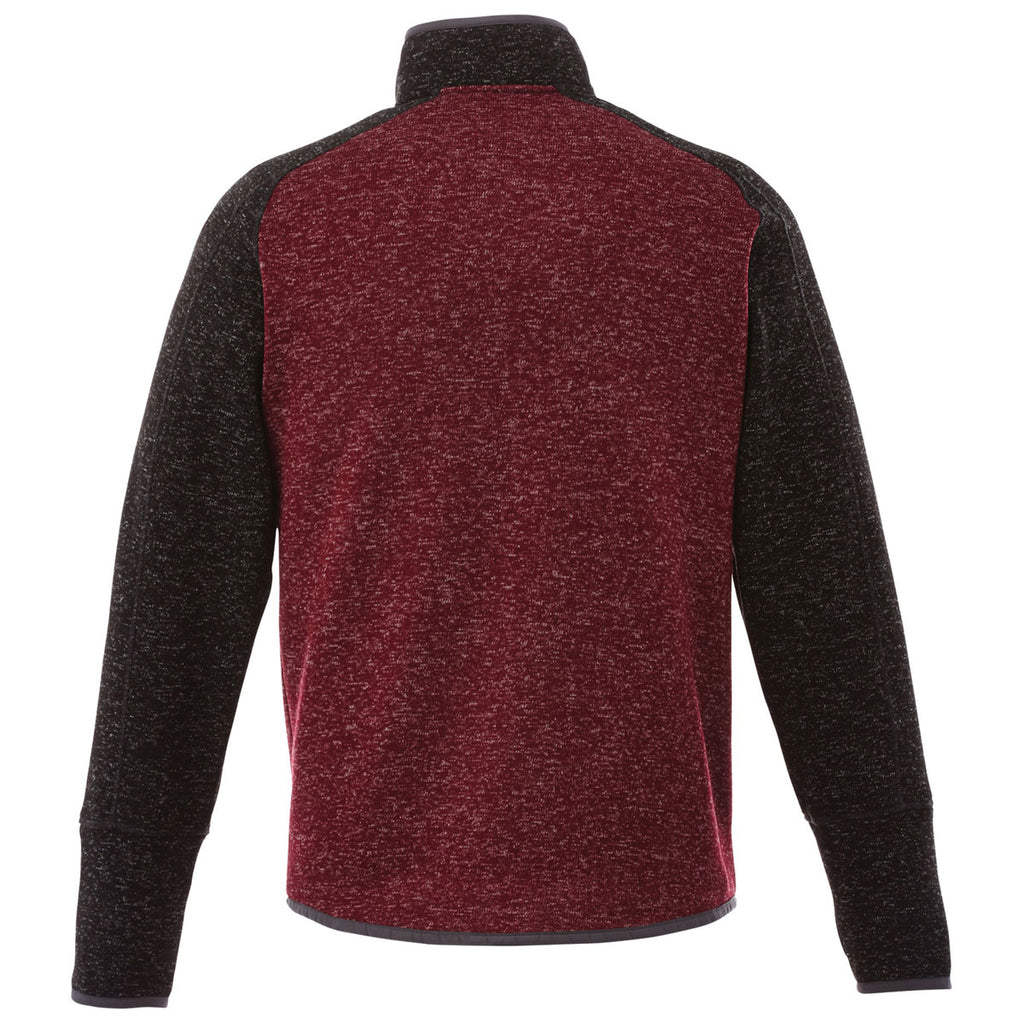 Elevate Men's Maroon Heather/Black Smoke Heather Vorlage Half Zip Knit Jacket