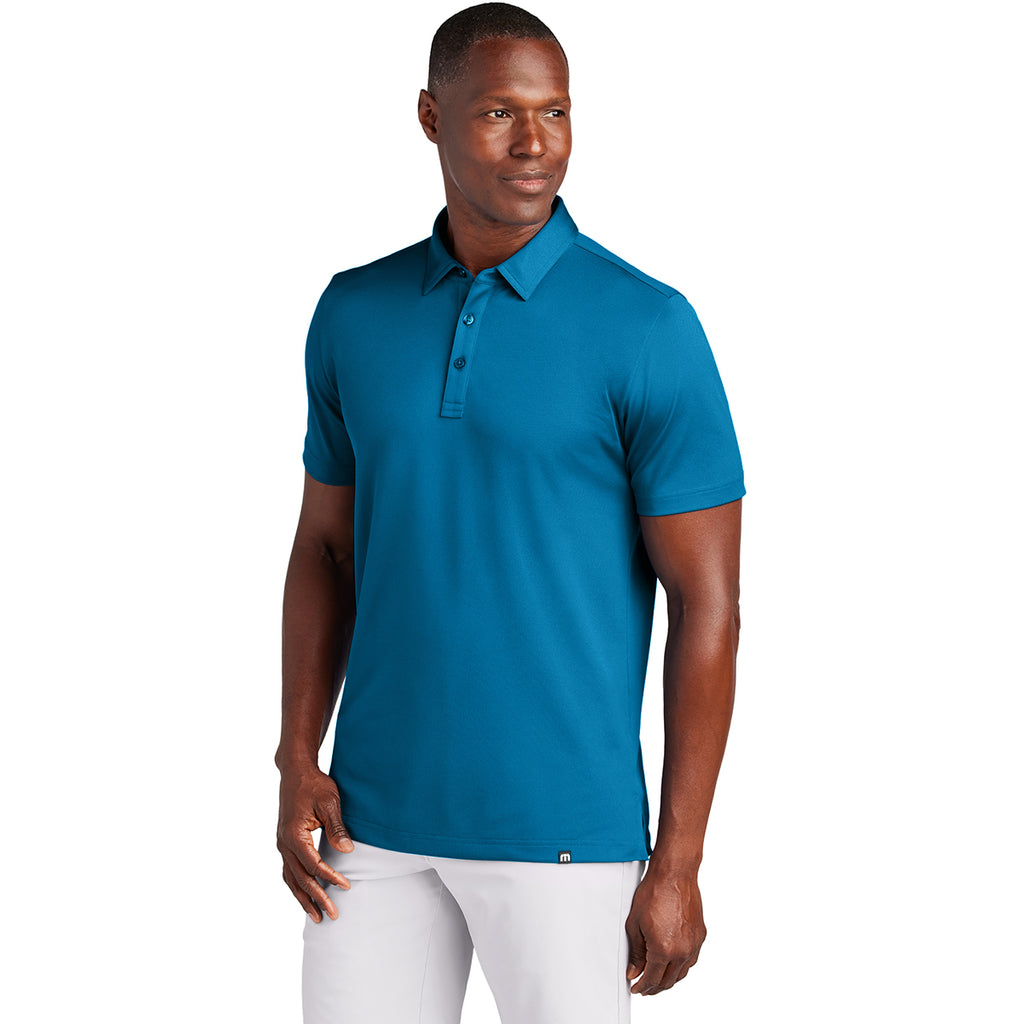 TravisMathew Men's Classic Blue Cabana Solid Polo