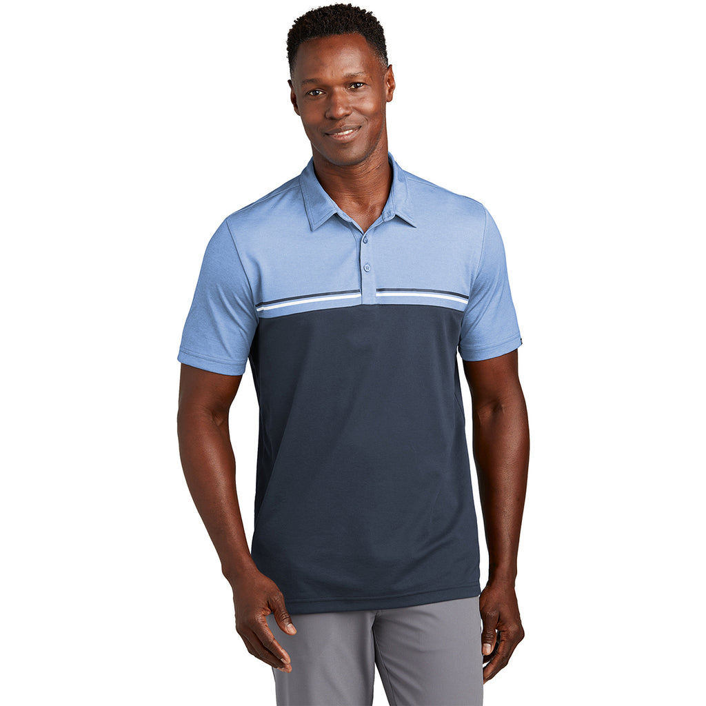 TravisMathew Men's Riviera Heather/Blue Nights Sunset Blocked Polo