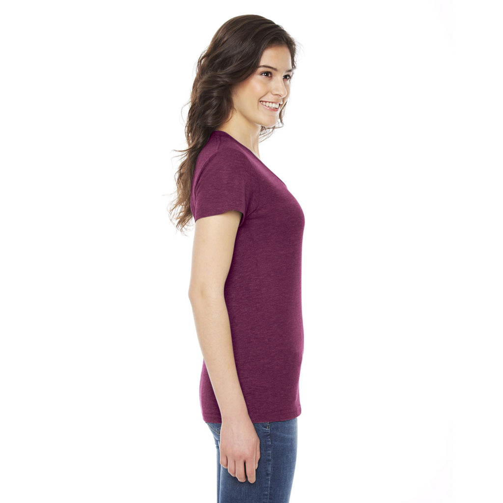 American Apparel Women's Triblend Cranberry Short-Sleeve Track T-Shirt