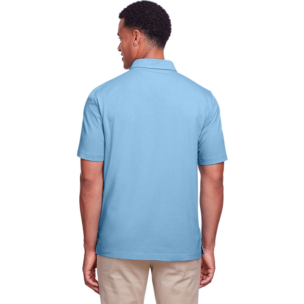 UltraClub Men's Columbia Blue Lakeshore Stretch Cotton Performance Polo