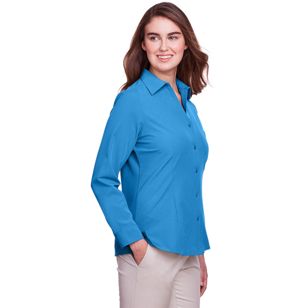 UltraClub Women's Pacific Blue Bradley Performance Woven Shirt