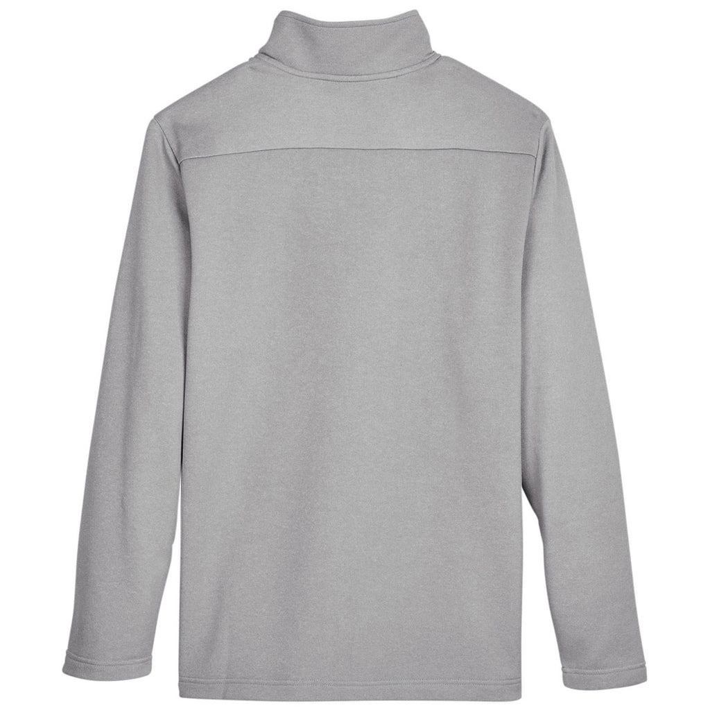 UltraClub Men's Silver Heather Coastal Pique Fleece Quarter-Zip