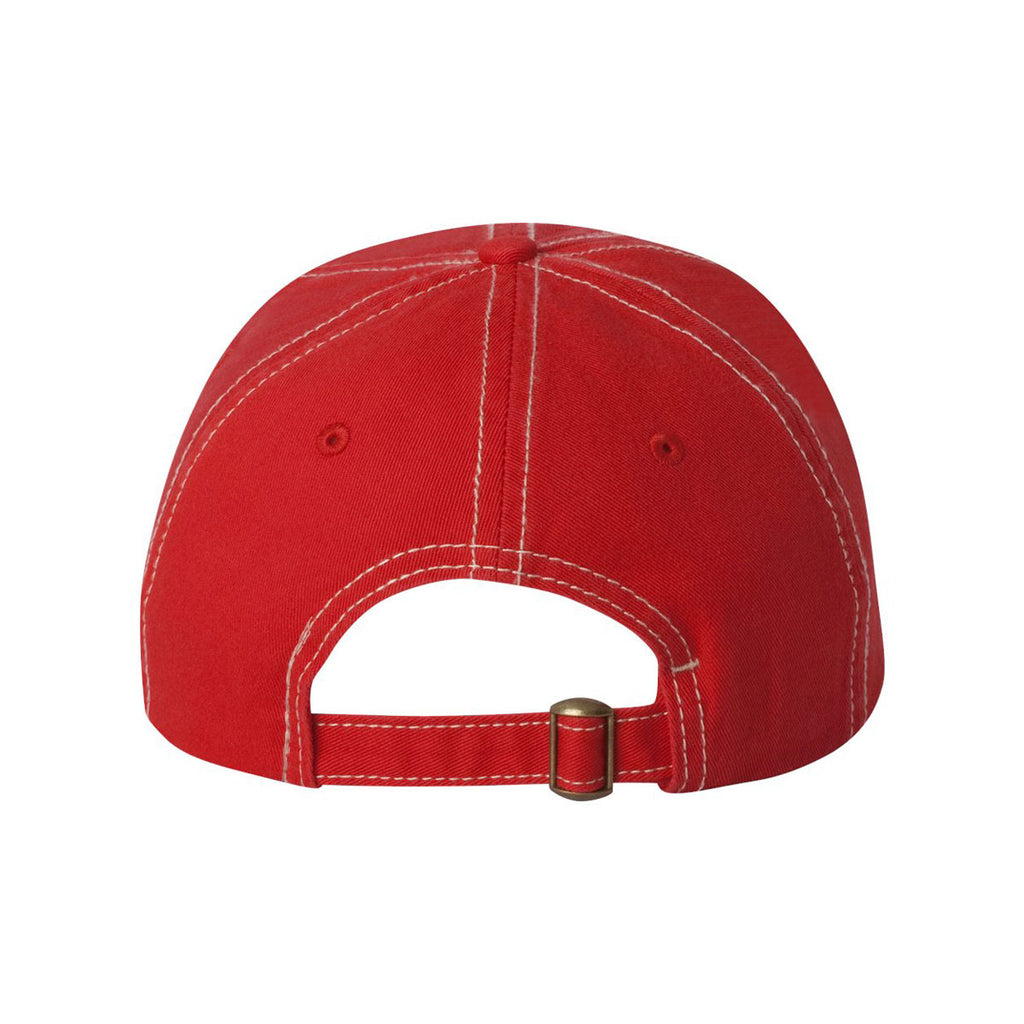 Valucap Red/Stone Stitch Classic Dad's Cap