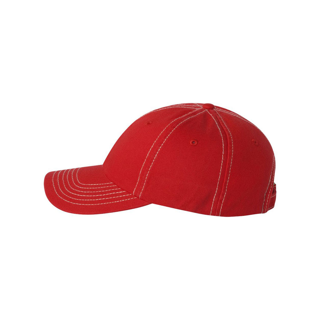 Valucap Red/Stone Stitch Classic Dad's Cap