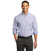 Port Authority Men's Oxford Blue/White SuperPro Oxford Stripe Shirt