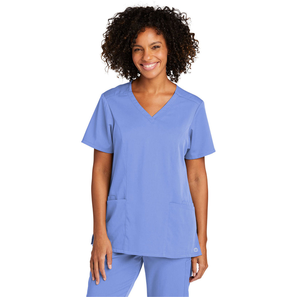 WonderWink Women's Ceil Blue Premiere Flex V-Neck Top