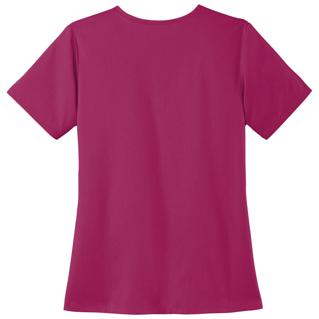 WonderWink Women's Wine Premiere Flex V-Neck Top