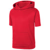 Sport-Tek Youth Deep Red Sport-Wick Fleece Short Sleeve Pullover Hoodie