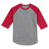 Sport-Tek Youth Heather Grey/Red Colorblock Raglan Jersey